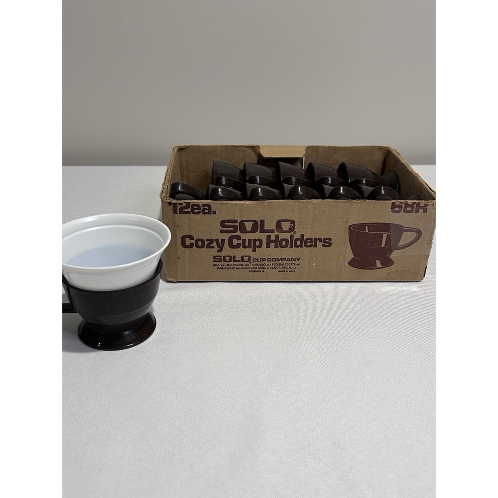 12 Solo Vintage 1970s Brown Plastic Retro Cozy Coffee Cup Holders 68K USA